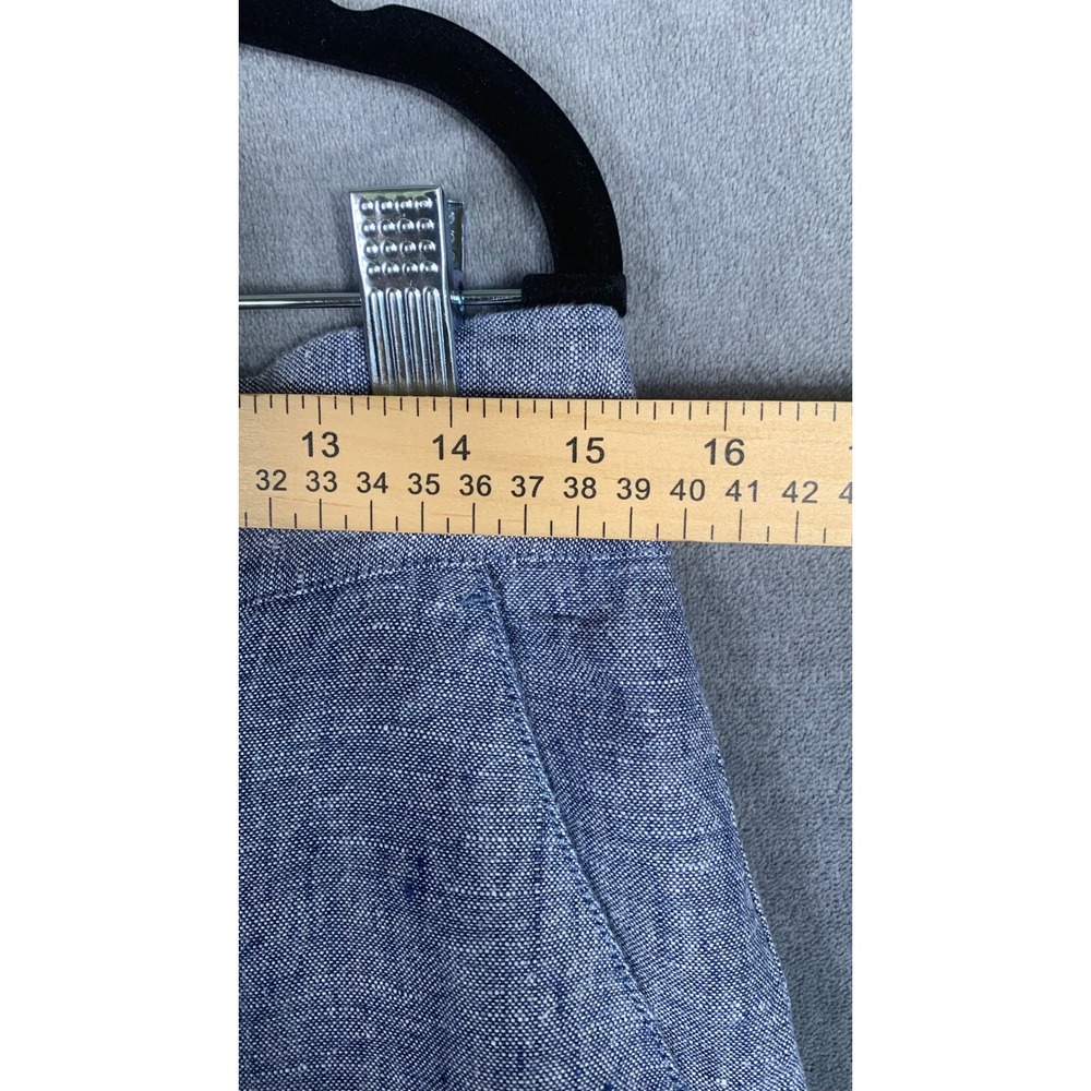 Catherine Malandrino Blue 100% Linen Wide Leg Cropped Pants Culottes Sz M - L - Picture 4 of 8